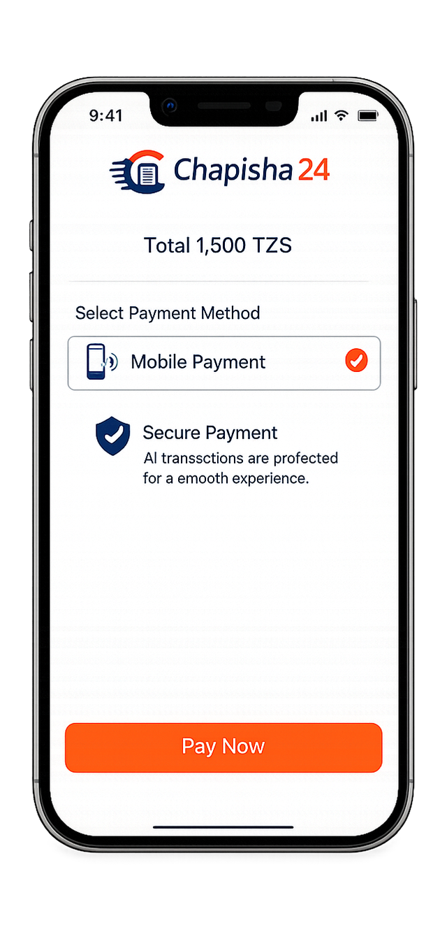 Payment screen showing the total amount and secure payment methods